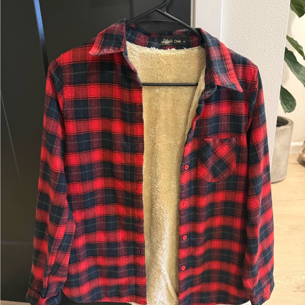 Red and Black Plaid Sherpa Lined Flannel